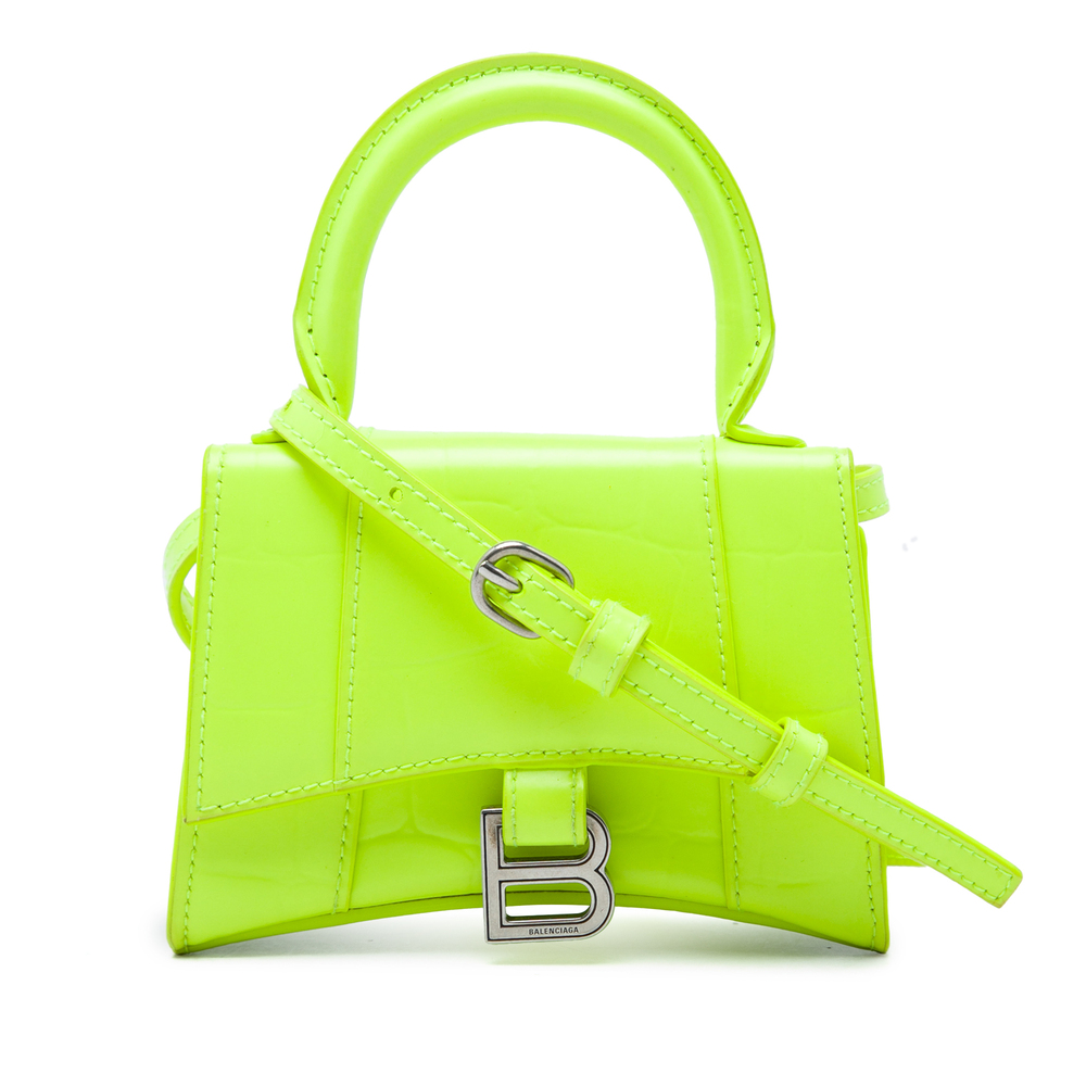 Pre-Loved Balenciaga Mini Croc Embossed Calfskin Hourglass Top Handle Bag